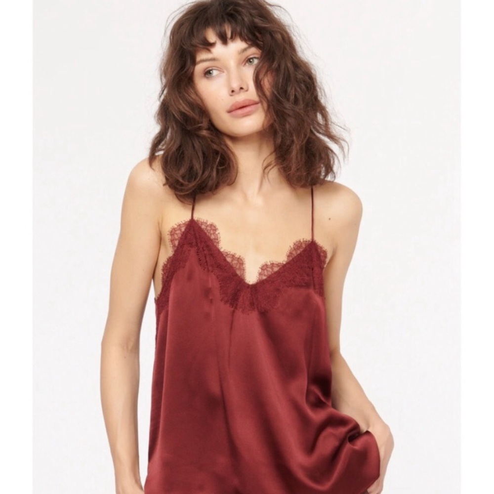 NWT Cami NYC Charmeuse Racer Silk Camisole in Currant size L